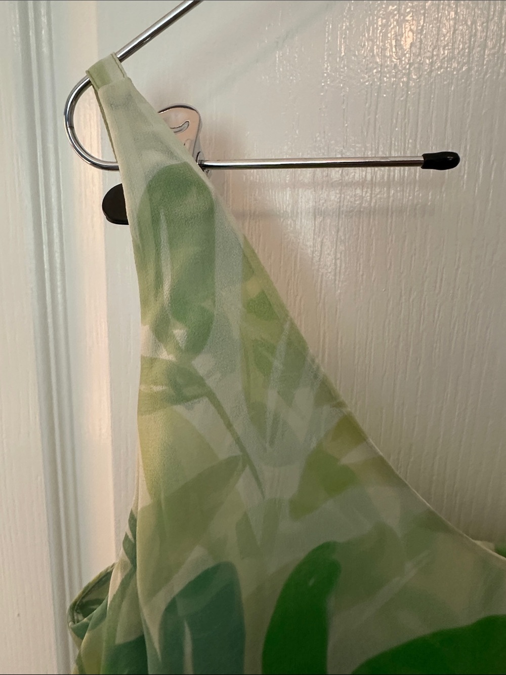 Cabi Castaway Tropical Palm Leaf Print Sleeveless Mini Dress Ruffle Hem - Size M - Picture 10 of 13